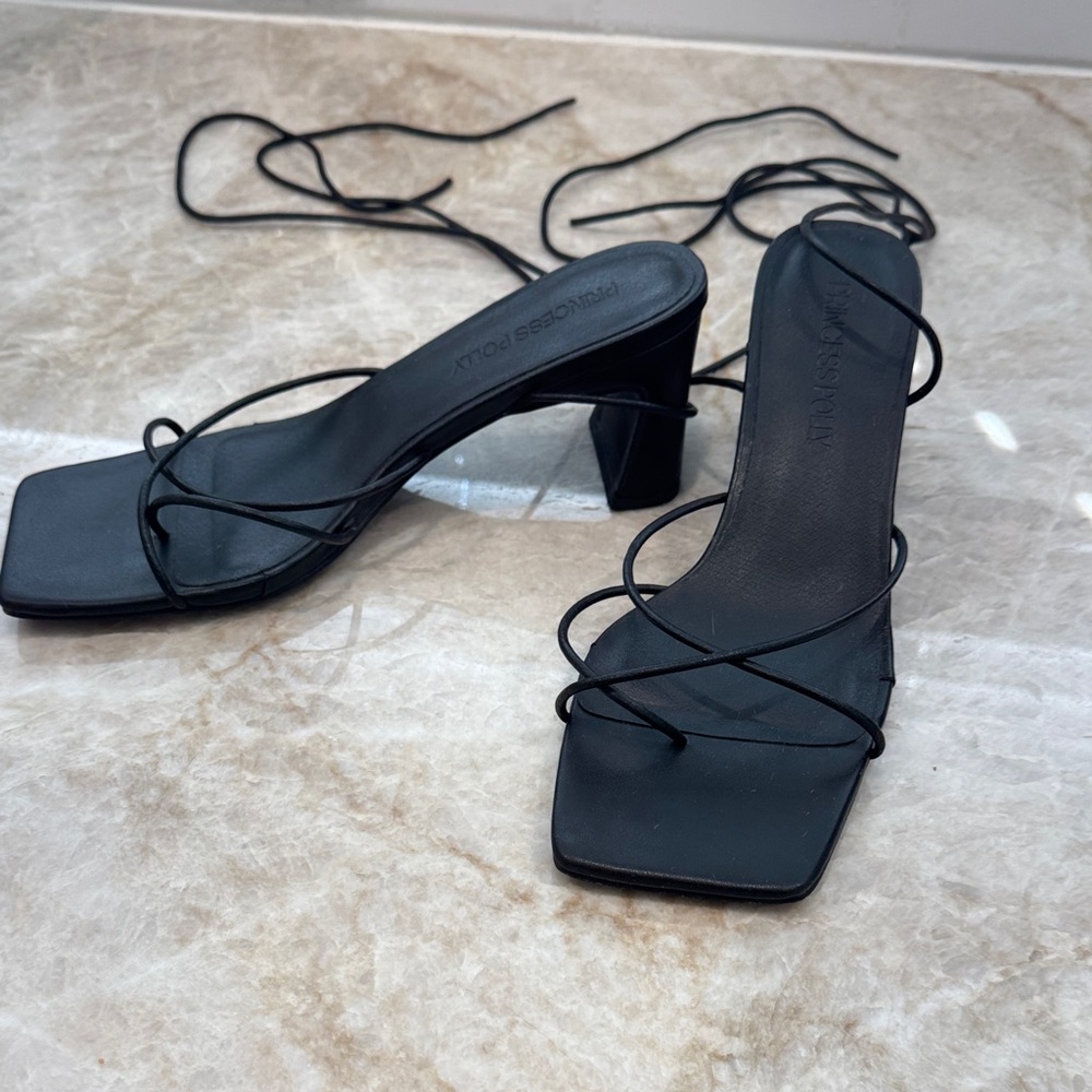 Princess Polly Black Strappy Heels